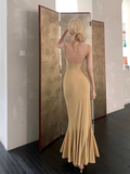 Simple Fashion Sleeveless Mermaid Design A-line Spaghetti Strap Dress HZ1024