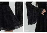 Vintage Black Gothic Bell Sleeve Long-sleeved Dress HZ1024