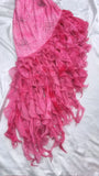 Vintage Hot Pink Sweetheart A-Line Prom Dress Beaded Ruffle Chiffon Spaghetti Strap Formal Dress HZ1024