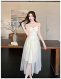 Simple Fashion Mesh Dress Design A-line Long High-waisted Spaghetti Strap Dress HZ1024