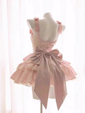Vintage Pink 3D Flower Design A-line Sleeveless Homecoming Dress HZ1024