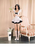 Vintage Black Polka Dot A-Line Homecoming Dress Party Dress Cocktail Dress HZ1024