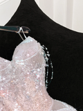 Gorgeous Sparkling Champagne Sequin Sweetheart Mermaid Elegant Chiffon Evening Dress Prom Dresses HZ1024