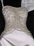 Elegant Ivory Sweetheart Satin Beaded Design Gorgeous Mermaid Floor-length Wedding Dress HZ1024