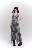 Simple Fashion Butterfly Pattern Design Sense Spaghetti Strap Dress HZ1024
