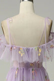 Light Purple V-neckline Straps Long Formal Dress, A-line Purple Prom Dress HZ1024