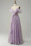Light Purple V-neckline Straps Long Formal Dress, A-line Purple Prom Dress HZ1024