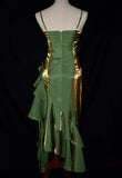 Green Satin Vintage Style High Low Party Dress, Mermaid Spaghetti Strap Dress Formal Dress HZ1024