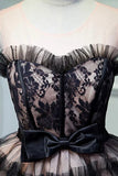 Black Layers Tulle Short Prom Dress, A-Line Homecoming Party Dress HZ1024
