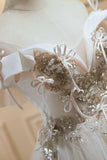 Champagne Lace Short Prom Dress, A-Line Homecoming Party Dress HZ1024