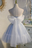 Cute Spaghetti Strap Lace Short Party Dresses, A-Line Evening Dresses HZ1024