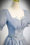 Cute Tulle Lace Long Prom Dresses, A-Line Evening Party Dresses HZ1024