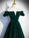Burgundy Velvet Long Prom Dresses, Off the Shoulder Formal Evening Dresses HZ1024