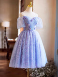 Lavender Appliques Sequins Party Dress, Beautiful A-Line Short Prom Dress HZ1024