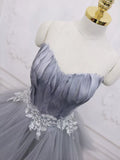 Gray Sweetheart Neck Short Prom Dress, A Line Party Dress with Feather HZ1024